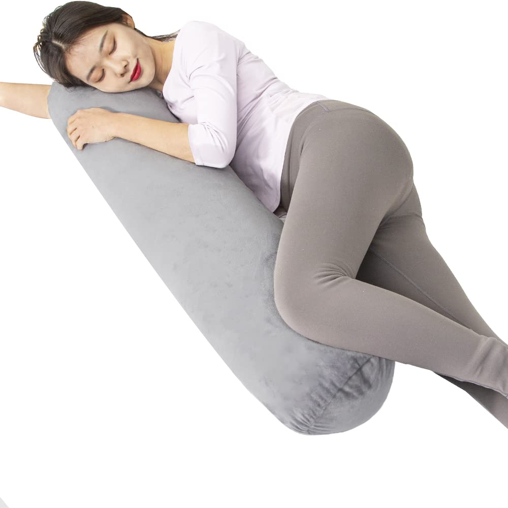 Taibest 抱き枕 円筒型 90x20cm円柱クッション だきまくら 大きい サイズ 男女兼用 おしゃれなロングクッション おすすわ だき枕 ぬいぐるみ ふわふわハグーピロ 横向き寝 足枕 腰枕 妊婦 腰痛対策 人気プレゼント取り外しカバー付き(グレー)商品画像