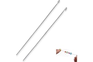 2Pcs Metal Beading Needles Set, Needle Threader and Crochet Hooks for Jewelry Making, Steel Wood Bead Threading Tools