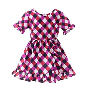 ARAUS baby zomerjurk meisjesjurk geruit ruches prinsessenjurk kinderen korte mouwen 6 maanden – 4 jaar