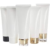 Snadulor 20 Pcs 100ml/3.4oz Empty Plastic White Cosmetic Squeeze Tubes Refillable Travel Shampoo Conditioner Facial Cleanser Body Lotion Sample Packing Bottles Shower Gel Makeup Containers