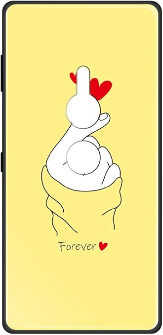 Amazon Xperia Xz2 Sov37 ケース 背面 ガラスハイブリッドケース エクスペリア Xz2 Sov37 So03k 702so カバー スマホケース かわいい おしゃれ 指ハート イラスト 7285 E ライトイエロー プリント 印刷 デザイン 柄 背面カバー 9h硬度 強化ガラス Tpu バンパー 衝撃