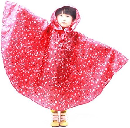AxiEr Kids Raincoat Fashionable Rain Cape Poncho Raincoats White with Stars and Cape
