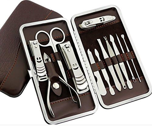 Aifu Manicure Pedicure Set Nail Clippers - 12 Piece Stainless Steel Hygiene Kit - Toenail Clippers Includes Cuticle Remover with Portable Travel Case Beauty Care Tools