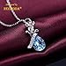 NEEMODA Gifts for Women Blue Crystal Pendant Necklace for Girls Fashion Jewelry for Her Birthday Anniversary Valentines Mothers Day White Gold Plated Rose Flower