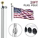 WeValor 20FT Sectional Flag Pole Kit, Extra Thick Heavy Duty Aluminum Outdoor In ground Flagpole with Free 3x5 Polyester American Flag and Golden Ball, for Residential or Commercial, Silver primary