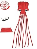 American Summertime Parafoil Octopus Kite with String and Storage Bag, Red