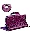 FLYEE Case Compatible with iPhone 6 Plus(2014)/iPhone 6s Plus (2015) 5.5 inch,Wallet Case for Women and Girls with Card Holder, Premium Leather[Embossed Flowers] Protective with Wrist Strap-Purple