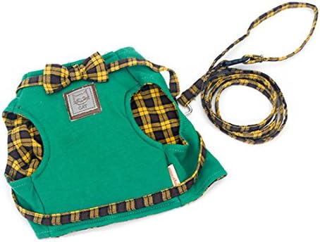 Cats Vest Harness And Leash Set by Schnappy,Adjustable Comfortable Small Pet Jacket Harness for Cats Safety Walking (Green)