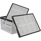 Teyyvn 3-Pack 30 L Plastic Stackable Collapsible Storage Crates | Folding Storage Baskets