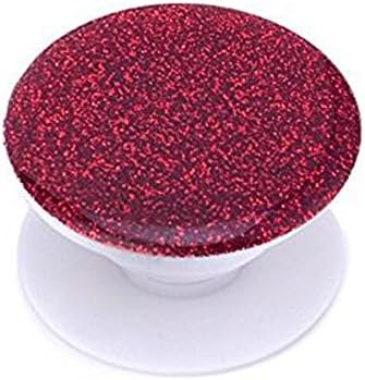Pop Out Stand and Grip for Smartphones and Tablets Expanding Socket Mobile Phone Holder-Glitter Wine Red