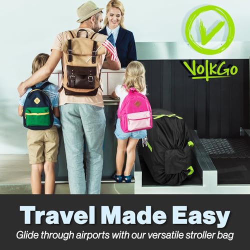 V VOLKGO Large Stroller Bag for Airplane, Large Cover for Airtravel, Jogger & Umbrella Stroller Cover for Travel - Fits Wide, Gate Check Bag, Heavy Duty Durable Infant carrier covers for Air Travel