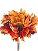 Sunrisee 2 Pcs Artificial Maple Shrubs Fake Flowers Plants Fall Maple Leaf Bunches for Halloween Home Garden Office Decor, 11.8''