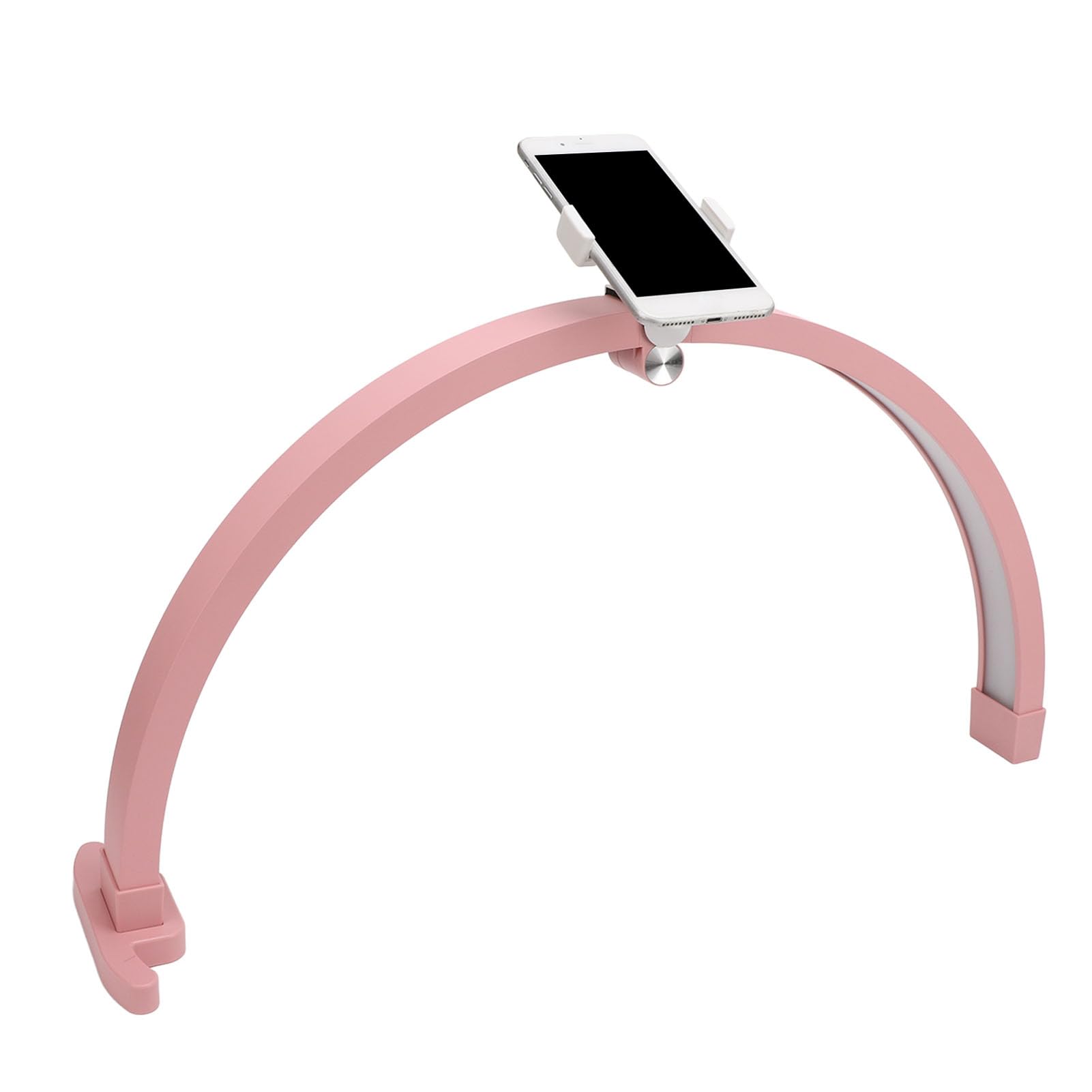 Banapoy Half Moon Light for Nail Desk, 22" 20W Foldable Nail Arch Lamp with Phone Holder, 3200 to 5600K LED Lash Light, Pink