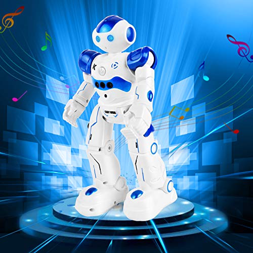 Yuboa Remote Control Robot Toys for kids, Programmable Smart RC Robot Intelligent Robots Gesture Sensing Rechargeable, Walking Dancing Robot Intelligent Robot Present for Boys Blue