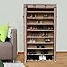 SONGMICS 10 Tiers Shoe Rack with Dustproof Cover Closet Shoe Storage Cabinet Organizer Mocha URXJ36K