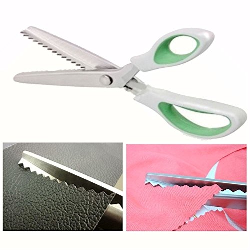 JISTL pinking shears Comfort Grips Professional Dressmaking Pinking Shears Crafts Zig Zag Cut Scissors Sewing Scissors，Professional Handheld Dressmaking (Green) - Thumbnail 3