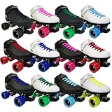 Riedell R3 Demon Quad Roller Derby Speed Skates w/ 2 Pairs of Laces (White & Matching Color)
