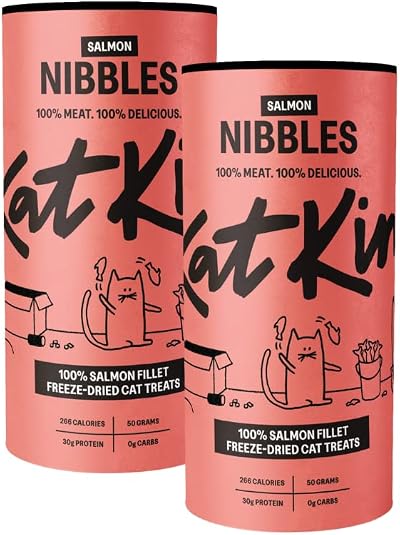 KatKin Salmon Nibbles 2 Pack 50g Freeze-Dried Cat Treats UK Made 100% Fillet