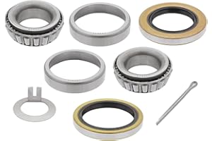 QJZ [1-Set] 2000-2200 lbs Trailer Axle Bearing Kit fits EZ Lube Spindle 1.063'' (1 1/16''), L44649/L44610, T-Washer, Cotter Pin, 12192TB (1.250'' ID) and 15192TB Seals (1.500'' ID)