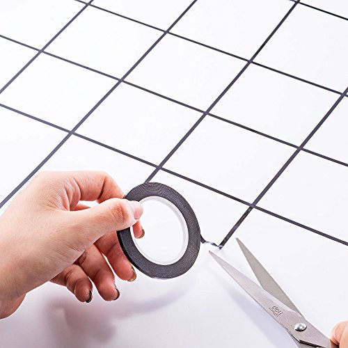 Dayree 12 Pack 1/8'' x 216' Graphic Chart Tape Slim Removable Tape Grid Making for White Board, Crafts - Black Matte - Thumbnail 2
