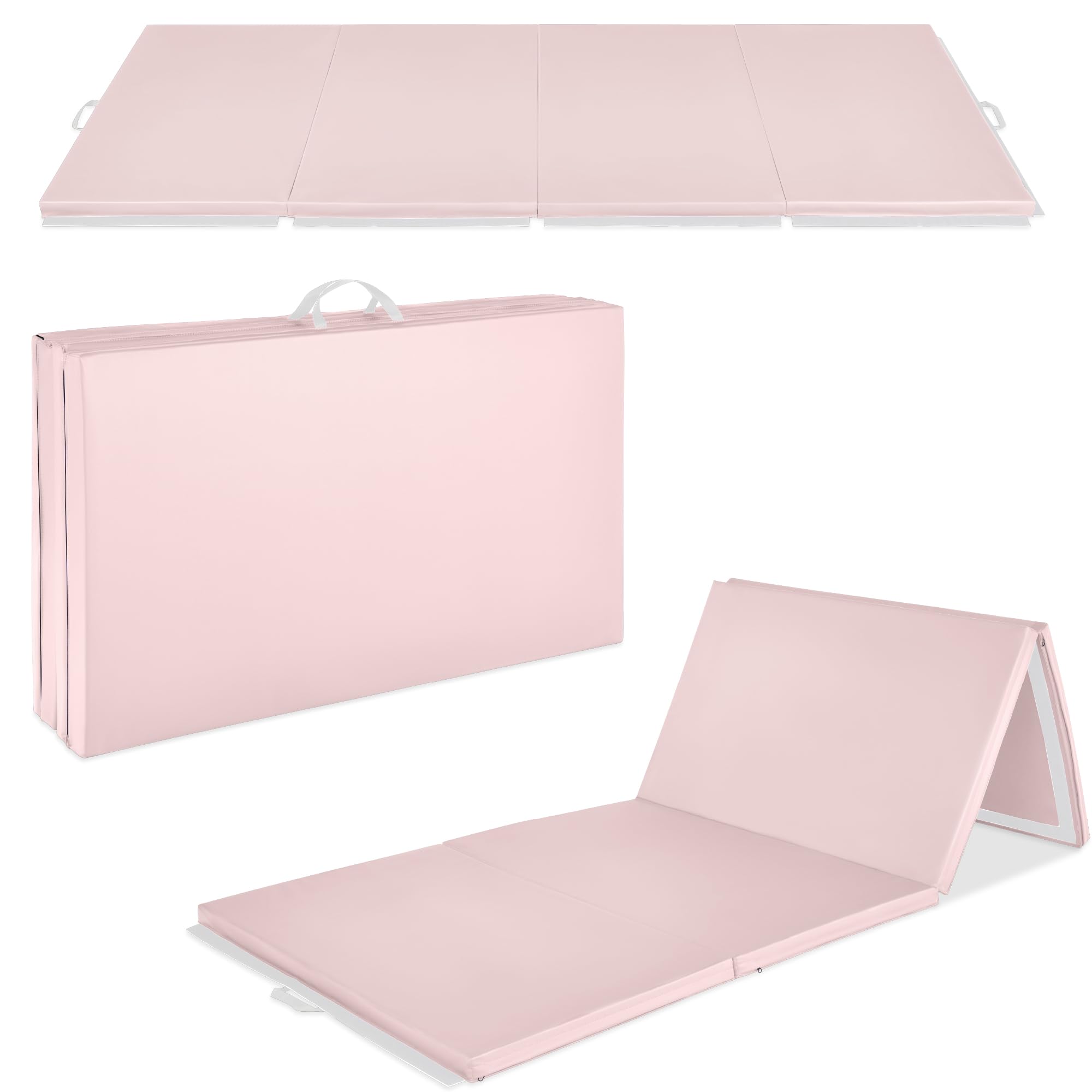 Best Choice Products 10ftx4ftx2in Folding Gym Mat 4-Panel Exercise Gymnastics Tumbling Workout Fitness Floor Mats w/Carrying Handles - Smoky Quartz Image