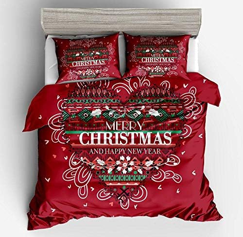 YZBEDSET 3D Print Bedding Sets Merry Christmas Theme Gift Pattern,Soft Warm Printing Comfortor Set Duvet Cover Set 3 Pcs with Pillowcase for Home,260X230Cm