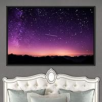 Framed Canvas Wall Art Starry Sky Aerial Astronomy & Space Dramatic Global Green Photography Realism Stars - 16x24 inches