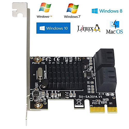SATA Card,SATA 3.0 4 Ports Adapter Card with 4 SATA Cables,6 Gbps SATA Controller PCI Express Expression Card with Low Profile Bracket, Boot as System Disk,Support 4 SATA 3.0 Devices(SA3014)