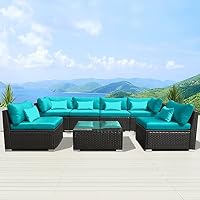 Sale Oliver Smith Large 4 Pc Modern Rattan Wiker Sectional Sofa Set Outdoor Patio Furniture Fully Assembled Aluminum Frame With Ottoman 908 Grey Sofa Cushioned Seat Wicker