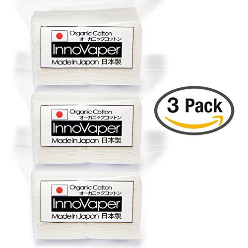 Authentic Japanese 100% Organic Cotton By InnoVaper - 30, 90, 150 Sheets Unbleached And Untreated Grown Free of Pesticides and Chemical Fertilizers (Pack of 3 - 90 Sheets Total) Authentic Japanese 100% Organic Cotton By InnoVaper - 30, 90, 150 Sheets Unbleached And Untreated Grown Free of Pesticides and Chemical Fertilizers (Pack of 3 - 90 Sheets Total)