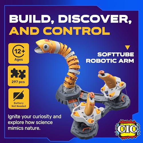 Softtube Bionic Garden EEL Robotic Arm Kit | Omni-Directional STEM Robot Toy | Battery-Free DIY STEM Engineering Toys for Kids and Teens | Gifts for Kids Age 10 and Up | Bilingual Manual | 297 Pieces