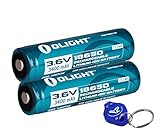 Two Olight 3400mAh Protected Button Top Rechargeable 18650 Batteries for Olight M22 M20S M18 M20X LED Flashlights and More