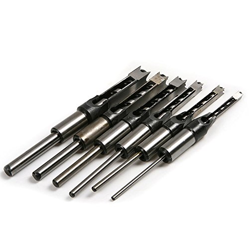 image for UTL 6pcs HSS Woodworking Square Hole Drill Bit Mortising Chisel Set Mo