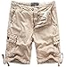 WenVen Men's Summer Cotton Twill Cargo Shorts, Light Khaki, 38