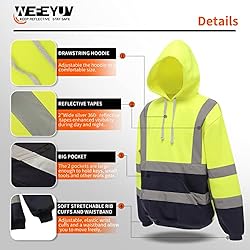 wefeyuv Safety Reflective ANSI Class 3 Hooded