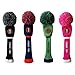 FINGER TEN Pom Pom Golf Club Head Covers Knit for Driver Fairway Hybrid Wood, Vintage Black Blue Pink 1 3 5 Men Women Set