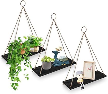 Agsivo 3pcs Etagere Murale Etageres Suspendues Etagere Decoration Murale Bois Etagere Murale Avec Cordes Flottantes Organisateur De Rangement Pour Salon Chambre Bureau Salle De Bains Et Cuisine Amazon Fr Cuisine Maison