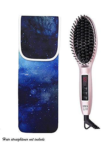 VIEEL Hot Water-resistant Neoprene Curling Iron Holder Flat Iron Curling Wand or Hair Straightener Travel Cover Case Bag Pouch Case (Blue)