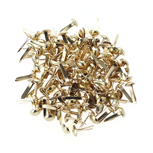 BATHVEVE 100Pcs Mini Brads Assorted Pastel Colors Durable Round Fasteners for Scrapbooking Craft Making and DIY Projects Golden