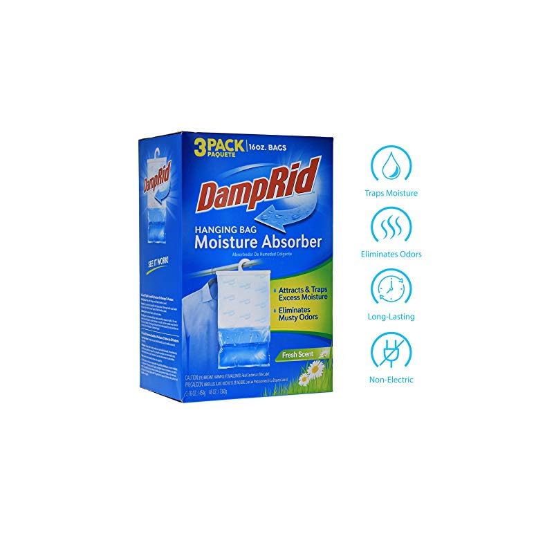 DampRid Fresh Scent Hanging Bag Absorber for Closets Traps Excess Moisture for Fresher, Cleaner