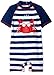 Wippette Baby Boys Stripes Crab One Piece Rash Guard Swimsuit with Snaps, Navy, 18 Months