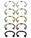 ORAZIO 10Pcs 14-16G Stainless Steel Nose Rings Studs Hoop Horseshoe Septum Body Ear Piercing 5 Mixed Colors