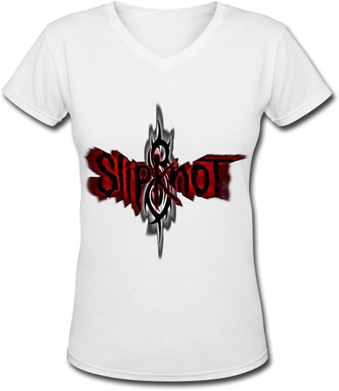 Amazon.com: Slipknot Tour 2016 Logo V Neck T Shirt for Women White: Clothing
