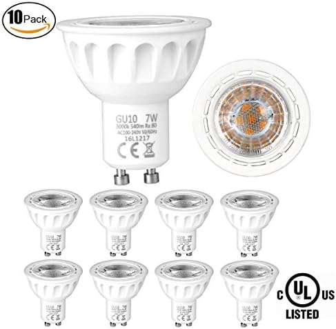 ( 10-Pack ) GU10 LED Bulb, SUNMEG LED Spotlight GU10 Base 7W Equivalent 60W, 35 Degree Beam Angles, 600 Lumen 3000K - Warm White Recessed Light