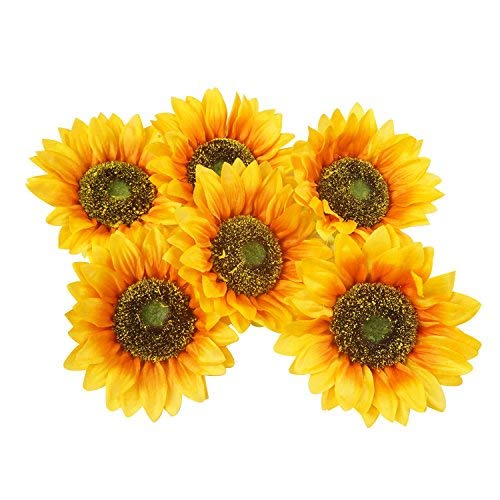 Colorfulife Artificial Silk 5.5" Big Sunflower Flower Head for Wedding Home Party Decoration Hair Clip Wreath Decorative (10)