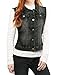 Allegra K Women's Buttoned Washed Denim Vest w Flap Pockets Black S