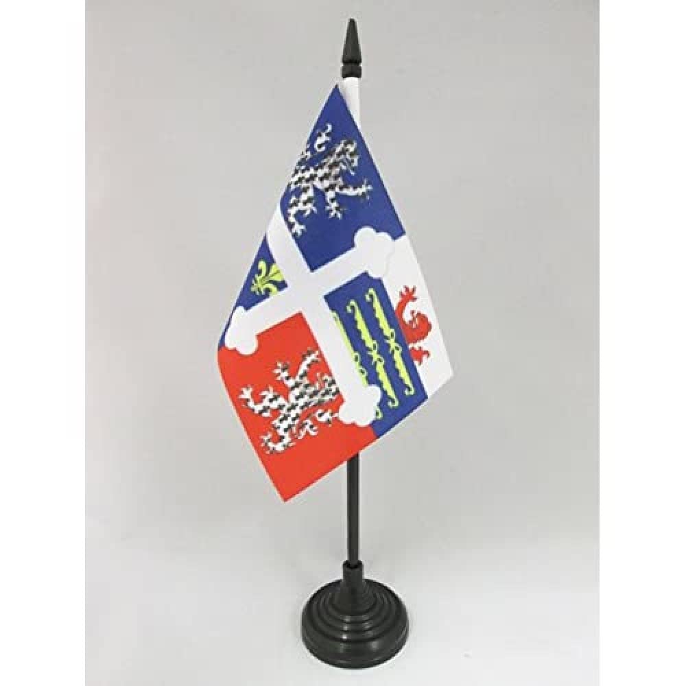 AZ FLAG - Ain Table Flag 4'' x 6'' - French department Office Mini Banner 100% Polyester 15 x 10 cm - Mini Desk Flag with 10'' Pole and Black Plastic Base