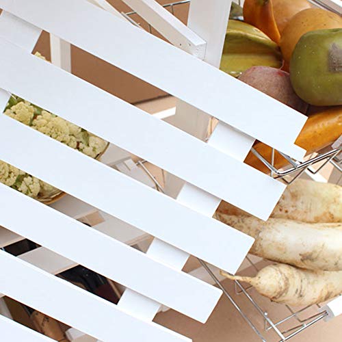 HomVent Small Kitchen Island Cart,Rolling Microwave Stand Baker Cart Trolley Table with 2 Drawer 3 Basket 3 Shelf for Kitchen Dining Room White