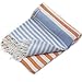 Multi Colored Striped 100% Cotton Peshtemal Turkish Bath Towel and Turkish Towels Beach Towel for Beach Bath Swimming Pool Yoga Pilates Hammam Fouta Picnic Blanket Scarf Wrap (Orange/Blue)