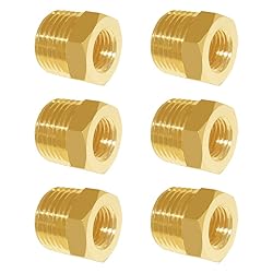 Hooshing 6PCS Brass Reducing Hex Bushing 3/8" NPT